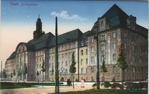 Essen (Ruhr) Justizgebäude (Gericht) Strassen Ansicht color AK 1910