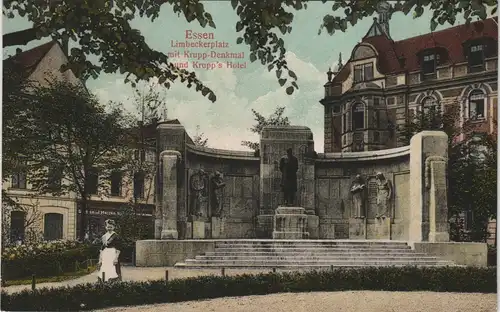 Essen (Ruhr) Alfred Krupp Denkmal & Hotel am Limbeckerplatz 1910
