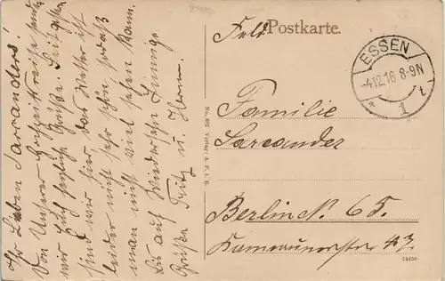 Ansichtskarte Essen (Ruhr) Grabdenkmäler F. A. Krupp u. A. Krupp 1916   im 1. Weltkrieg als Feldpost gelaufen mit Stempel ESSEN