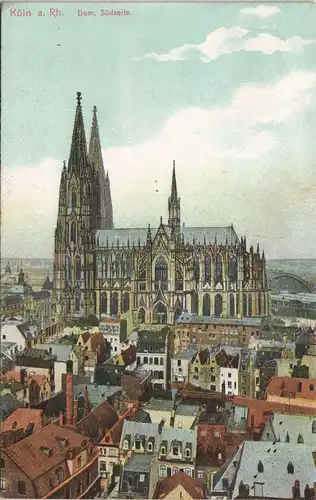 Köln Kölner Dom Stadtteilansicht mit Dächerblick zum Dom 1908