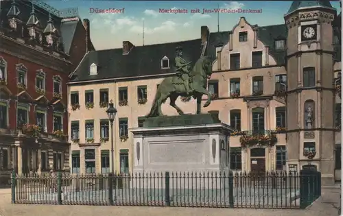 Ansichtskarte Düsseldorf Marktplatz mit Jan-Wellem-Denkmal 1910