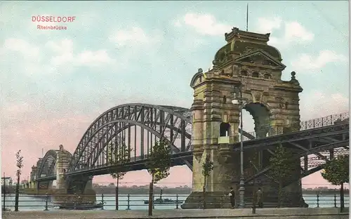Düsseldorf Rheinbrücke Brückenkopf am Rhein, Rhine Bridge 1907