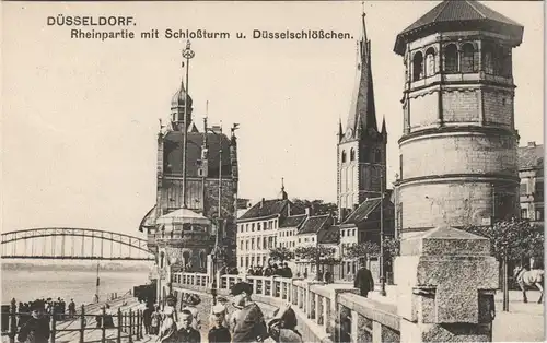 Düsseldorf Rheinpartie mit Schloßturm u. Düsselschlößchen 1911