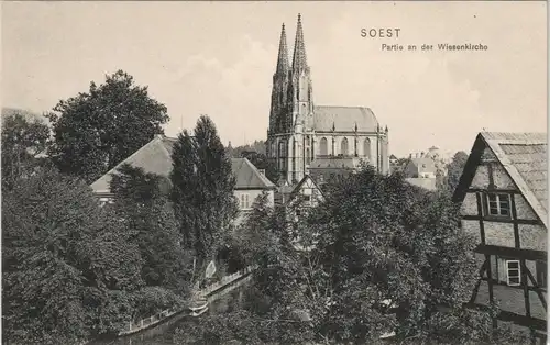 Soest Stadtteilansicht Partie an der Wiesenkirche, Kirche (Church) 1910