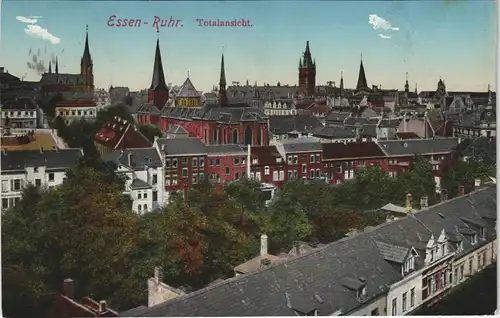 Essen (Ruhr) Panorama-Ansicht Totalansicht Zentrum in Farbe 1911