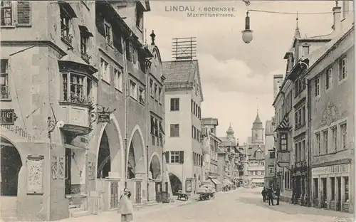 Lindau (Bodensee) Stadtteilansicht Geschäfte & Lokale i.d. Maximilianstraße 1910