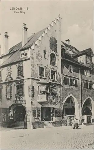 Lindau (Bodensee) "Zum Pflug" Gaststätte Lokal, Strassen Ansicht 1908