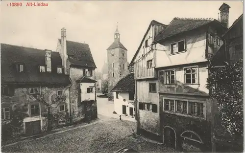 Lindau (Bodensee) Stadtteilansicht Häuser Strassen Partie Alt-Lindau 1910