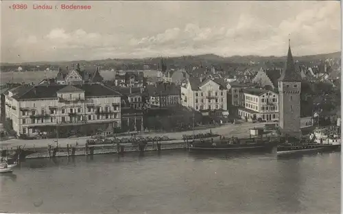 Ansichtskarte Lindau (Bodensee) Hafen Panorama-Ansicht Stadtblick 1910