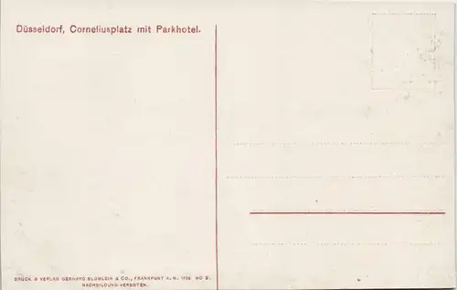 Ansichtskarte Düsseldorf Corneliusplatz mit Parkhotel, color Ansicht 1910