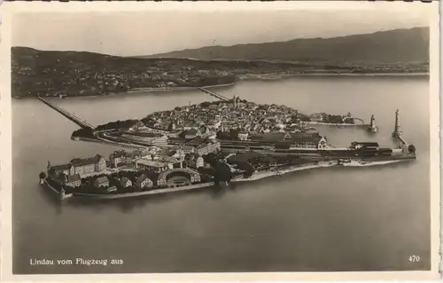 Ansichtskarte Lindau (Bodensee) Luftbild Gesamtansicht vom Flugzeug aus 1930