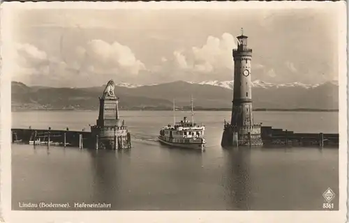 Lindau (Bodensee) Hafen Bodensee Dampfer, Fahrgastschiff bei der Einfahrt 1935