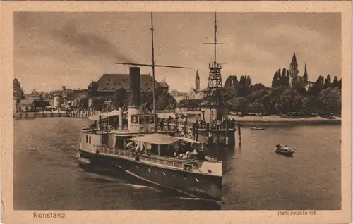 Konstanz Hafen-Einfahrt Bodensee Dampfer, Fahrgastschiff Binnenschiff 1920