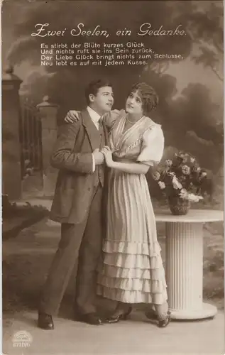 Ansichtskarte  Liebespaare Fotokunst Zwei Seelen, ein Gedanke 1911