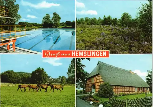 Ansichtskarte Hemslingen-Bothel Schwimmbad, Fachwerkhaus 1981