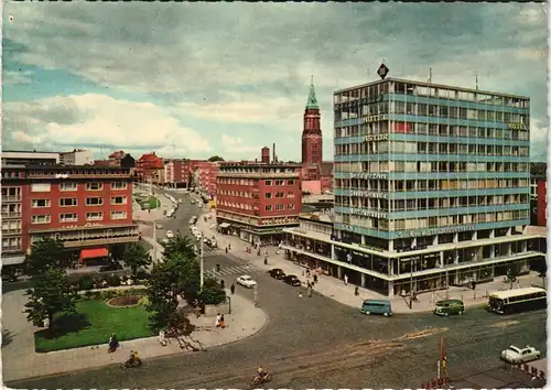 Ansichtskarte Kiel Straße, Hochhaus, VW Bulli 1969
