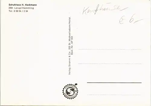 Ansichtskarte Lorup Schuhhaus H. Hackmann, Anlagen MB 1982