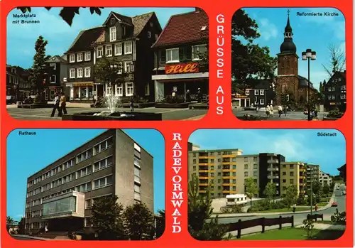 Ansichtskarte Radevormwald Markt, Rathaus, Südstadt 1981