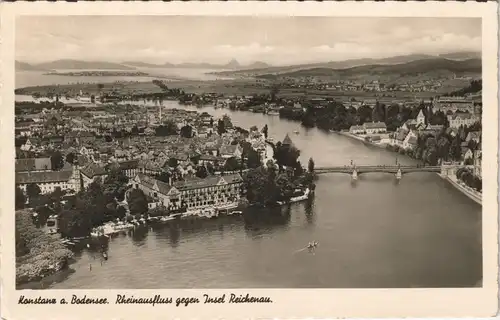 Konstanz Luftbild Stadt Panorama Rhein Ausfluss 1940  im 2. Weltkrieg