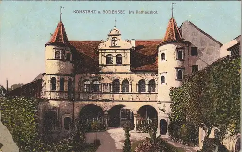 Ansichtskarte Konstanz Rathaus Rathaushof color Ansicht 1910