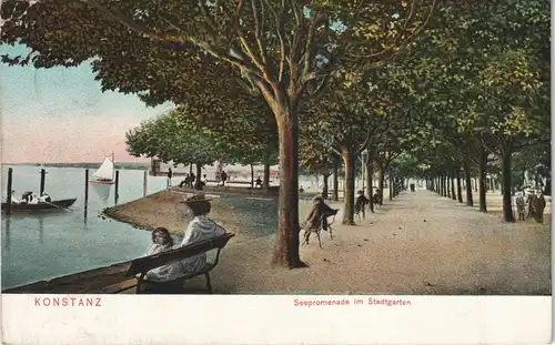 Ansichtskarte Konstanz Partie a.d. Seepromenade im Stadtgarten 1906/1905