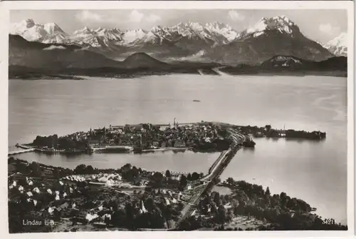 Lindau (Bodensee) Luftbild Panorama-Ansicht Stadt & Alpen Bergkette 1940