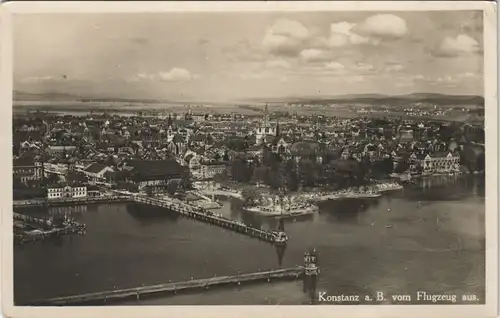 Ansichtskarte Konstanz Panorama-Ansicht Stadt vom Flugzeug aus 1930