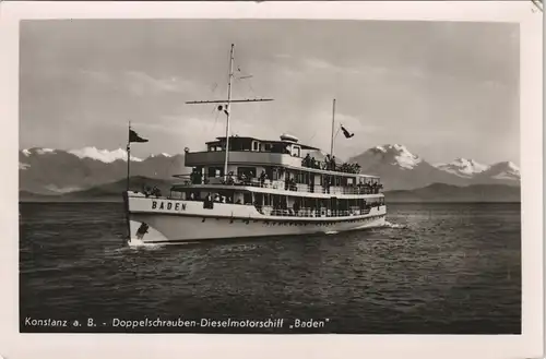 Konstanz Bodensee Schiff Doppelschrauben-Dieselmotorschiff BADEN 1940