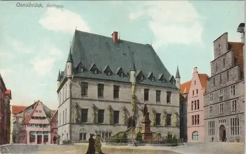 Ansichtskarte Osnabrück Rathaus Rathausplatz color Ansicht 1910