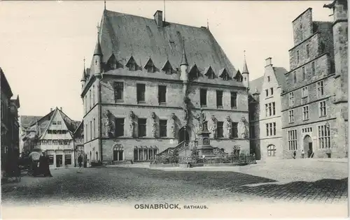 Ansichtskarte Osnabrück Stadtteilansicht Rathausplatz mit Rathaus 1910