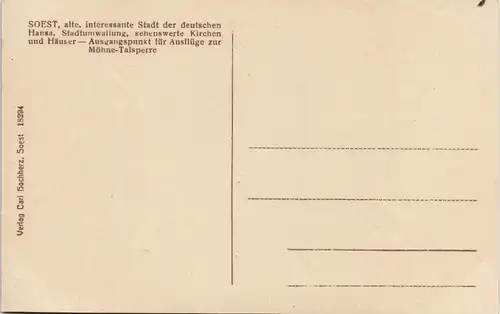 Ansichtskarte Soest Reform-Kirche (Schiefer Turm) 1920