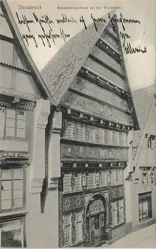 Ansichtskarte Osnabrück Bierstraße Renaissance Haus Häuser-Zeile 1909
