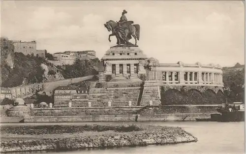 Ansichtskarte Koblenz Deutsches Eck Denkmal Reiter Standbild 1920