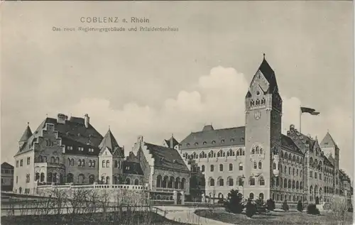 Ansichtskarte Koblenz Regierungsgebäude und Präsidentenhaus 1908