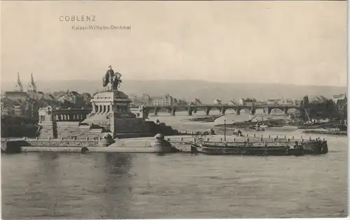 Koblenz Deutsches Eck Kaiser-Wilhelm Denkmal Mosel-Mündung Rhein 1910