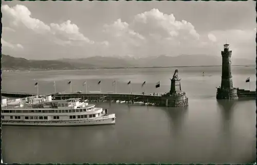 Ansichtskarte Lindau (Bodensee) Dampfer Hafen - Föhnstimmung 1962