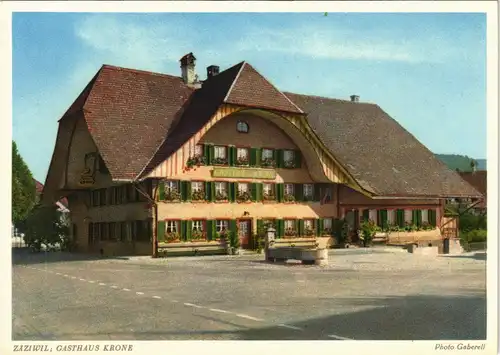 Ansichtskarte Zäziwill Gasthaus Krone 1952