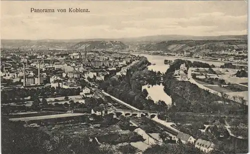 Ansichtskarte Koblenz Panorama-Ansicht Stadt Rhein Gesamtansicht 1910