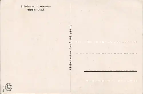 .Frankreich Künstlerkarte Maler H. Hoffmann Elsässer Trachten Liebeswerben 1920