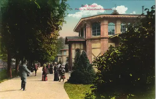 Ansichtskarte Bad Elster Salzquelle - belebt 1913