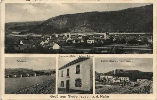 Ansichtskarte Niederhausen E-Werk, Kolonialwaren, Stradt - 4 Bild 1930