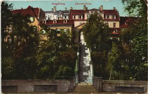 Ansichtskarte Augsburg Schwedenstiege 1921