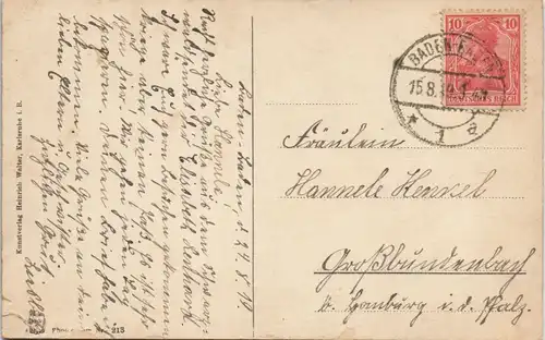 Ansichtskarte Baden-Baden Lichtentaler Allee 1919