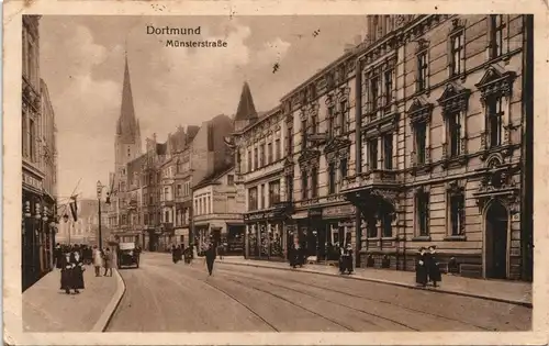 Ansichtskarte Dortmund Münsterstraße, Geschäfte 1918
