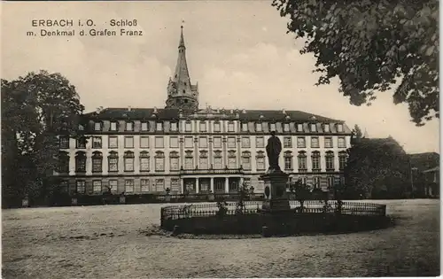 Erbach (Odenwald) Schloß m. Denkmal d. Grafen Franz, Schloss (Castle) 1910