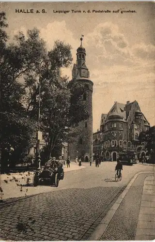 Ansichtskarte Halle (Saale) Poststraße, Leipziger Turm 1919