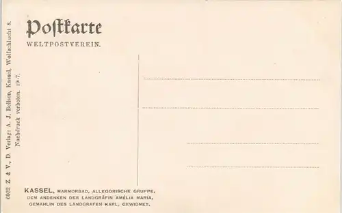 Kassel Cassel DEM ANDENKEN DER LANDGRÄFIN   Relief im MARMORBAD 1910/1907