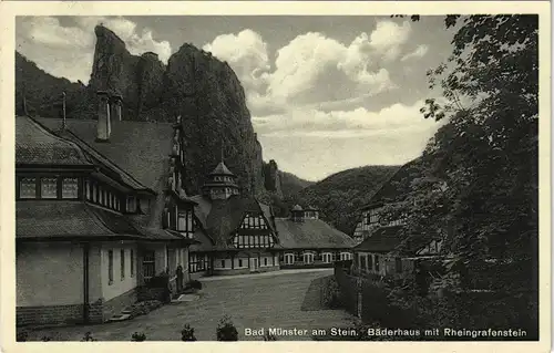 Bad Münster am Stein-Ebernburg Bäderhaus mit Rheingrafenstein 1930