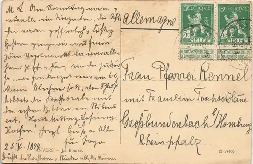 Postkaart Antwerpen Anvers Börse La Bourse - Innen 1922
