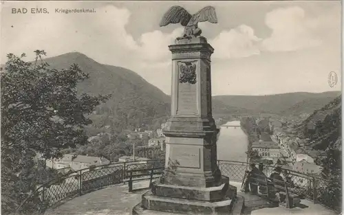 Ansichtskarte Bad Ems Krieger-Denkmal Kriegerdenkmal Panorama-Ansicht 1910